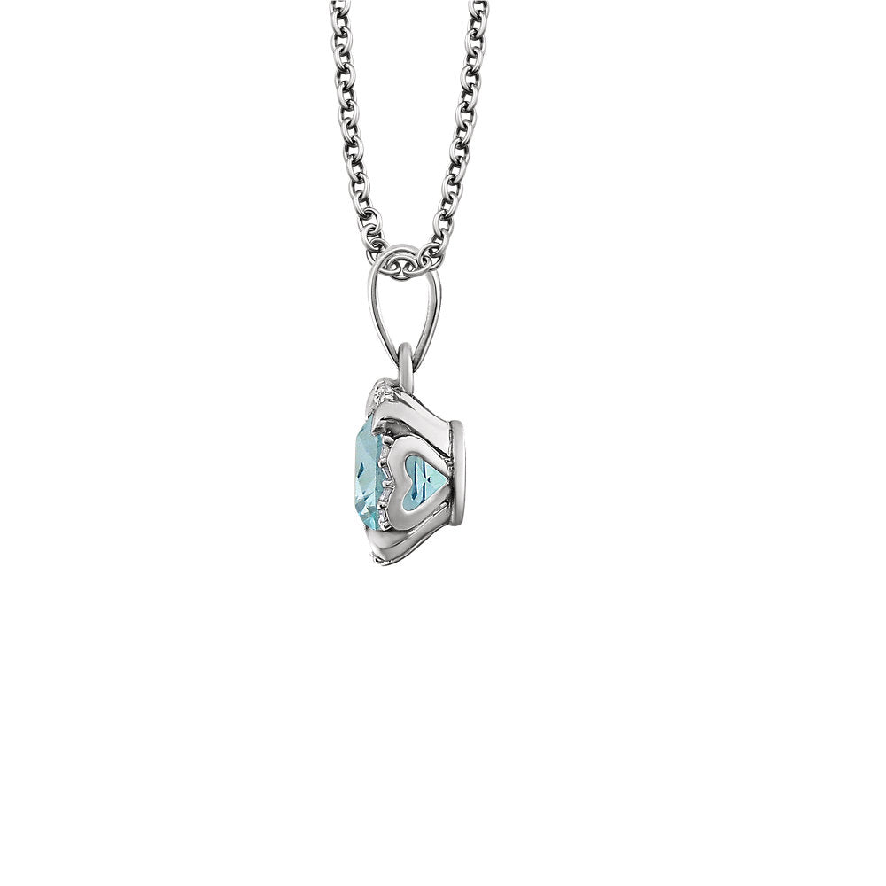 Alternate view of the Cushion Sky Blue Topaz &amp; Diamond Necklace in 14k White Gold, 18 Inch by The Black Bow Jewelry Co.