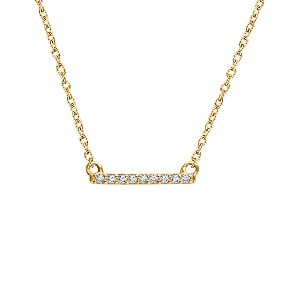 1/15 Ctw Diamond 12mm Bar Necklace in 14k Yellow Gold, 16-18 Inch, Item N10992 by The Black Bow Jewelry Co.