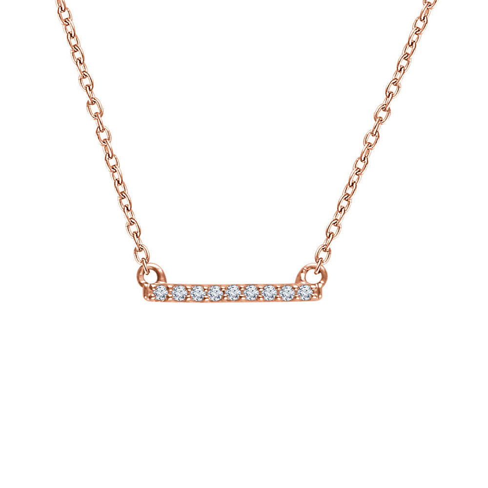 1/15 Ctw Diamond 12mm Bar Necklace in 14k Rose Gold, 16-18 Inch, Item N10993 by The Black Bow Jewelry Co.