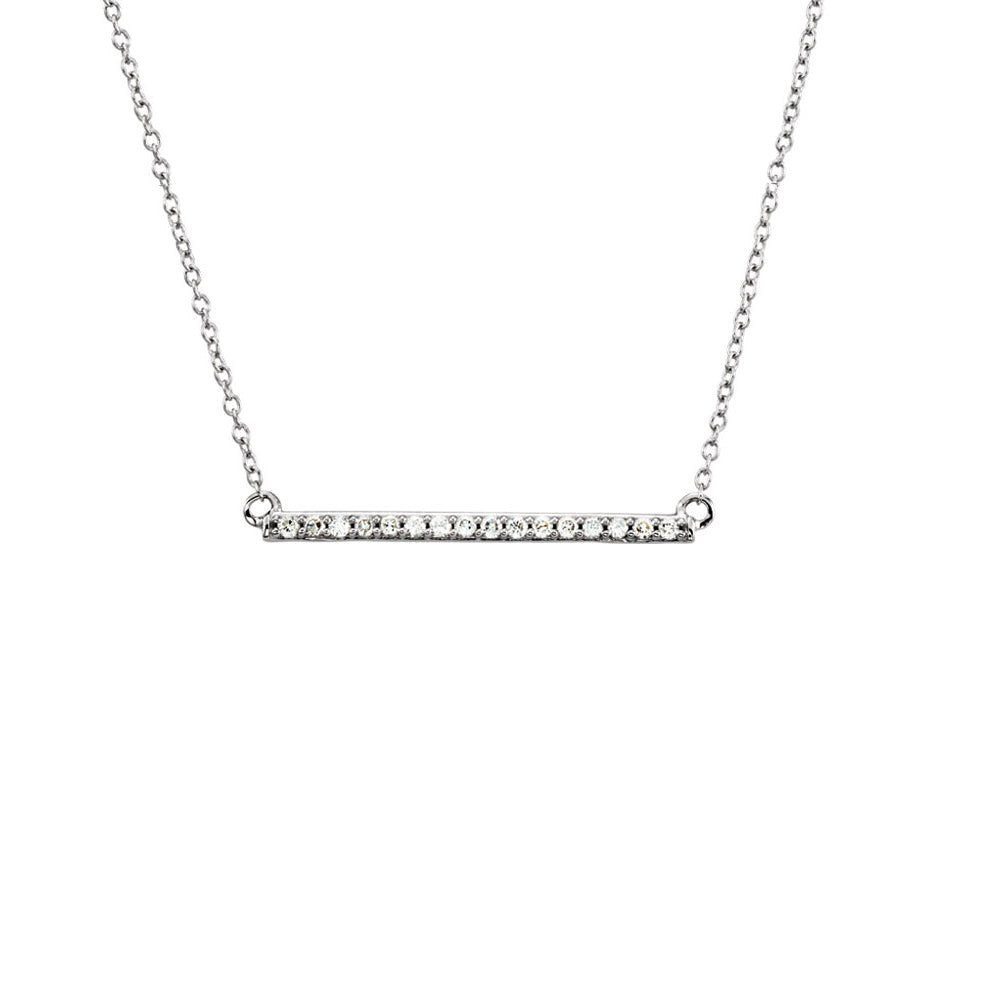 1/6 Ctw White Diamond 26mm Bar Necklace in 14k White Gold, 18 Inch, Item N10994 by The Black Bow Jewelry Co.