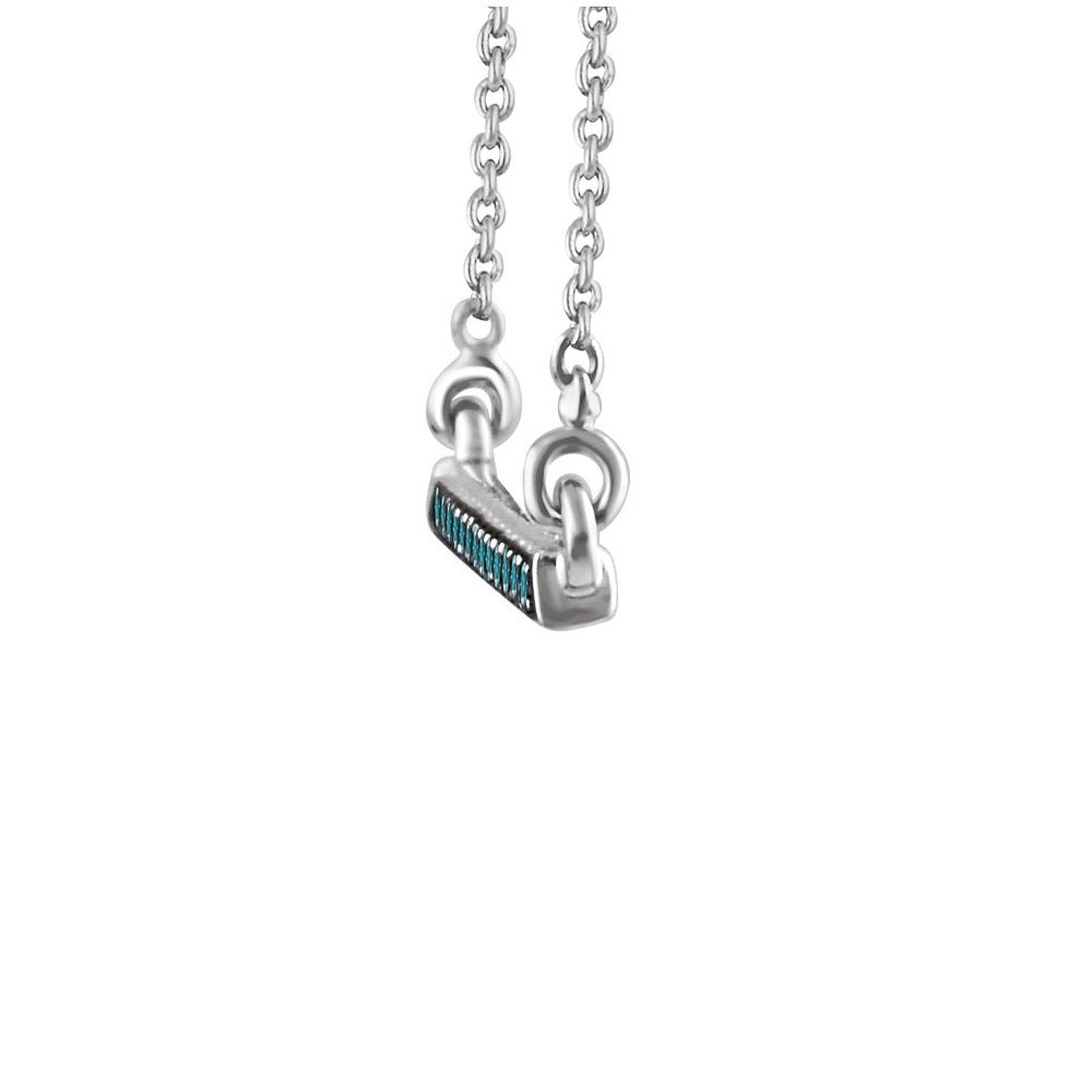 Alternate view of the 1/6 Ctw Blue Diamond 26mm Bar Necklace in 14k White Gold, 18 Inch by The Black Bow Jewelry Co.