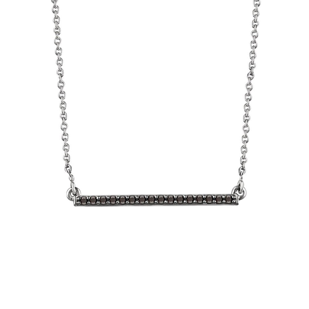 1/6 Ctw Black Diamond 26mm Bar Necklace in 14k White Gold, 18 Inch, Item N10996 by The Black Bow Jewelry Co.