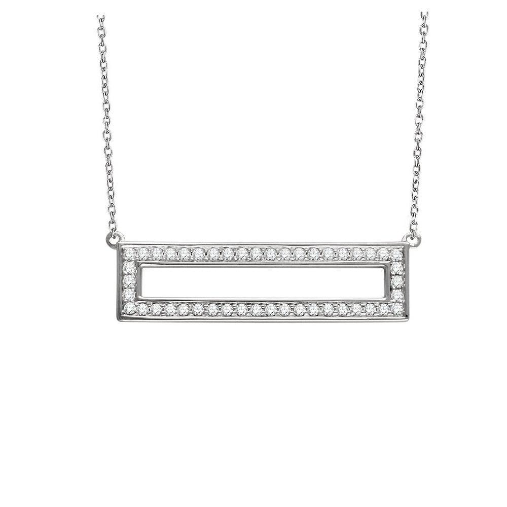 3/8 Ctw Diamond 30mm Rectangle Necklace in 14k White Gold, 16-18 Inch, Item N11000 by The Black Bow Jewelry Co.