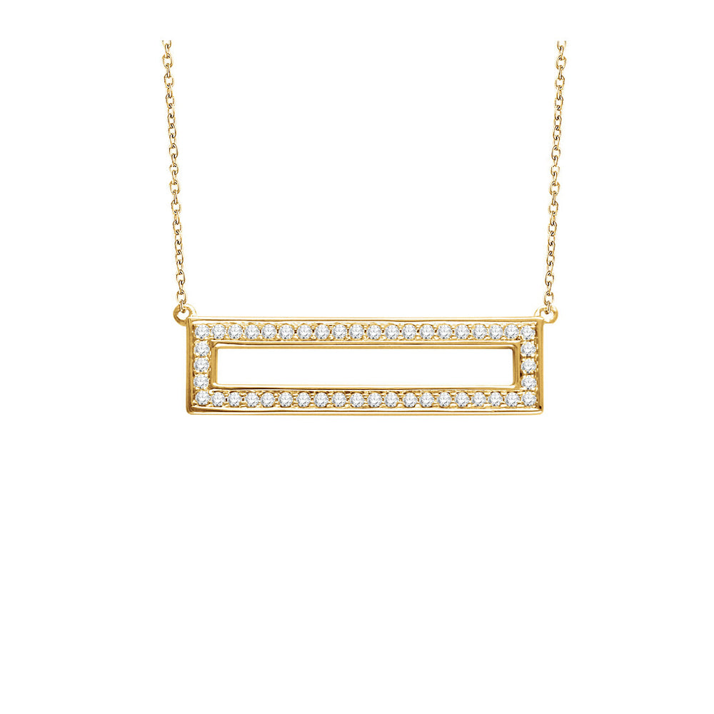 3/8 Ctw Diamond 30mm Rectangle Necklace in 14k Yellow Gold, 16-18 Inch, Item N11001 by The Black Bow Jewelry Co.