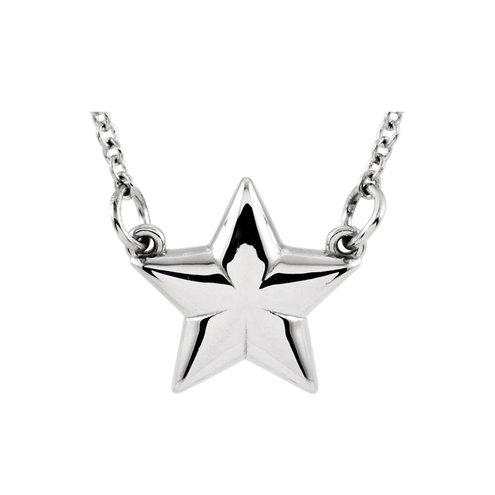 Polished Small Star Necklace in 14k White Gold, 18 Inch, Item N11009 by The Black Bow Jewelry Co.