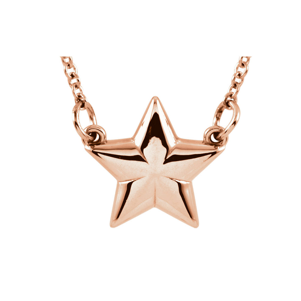 Polished Small Star Necklace in 14k Rose Gold, 18 Inch, Item N11011 by The Black Bow Jewelry Co.