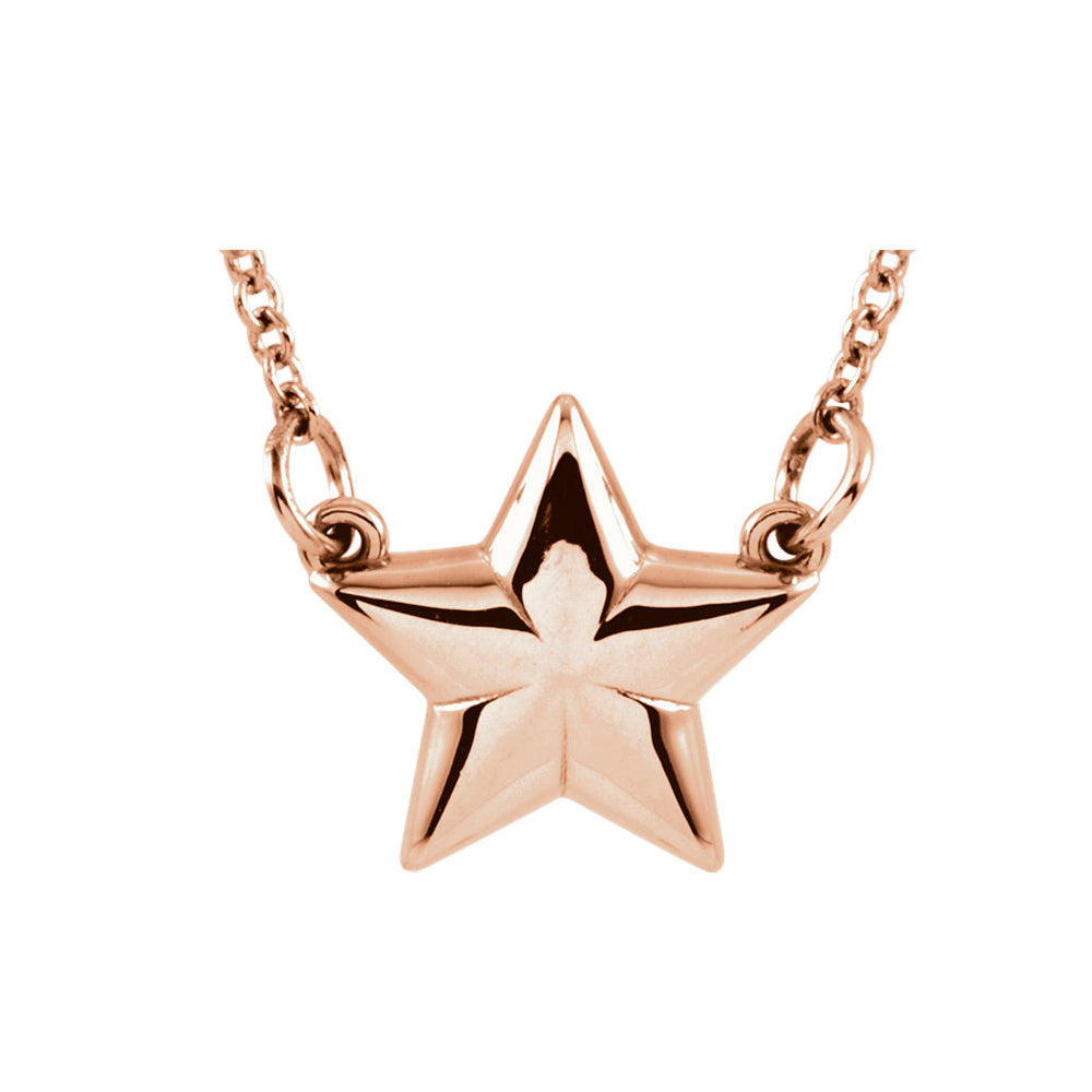 Alternate view of the Polished Small Star Necklace in 14k Rose Gold, 18 Inch by The Black Bow Jewelry Co.