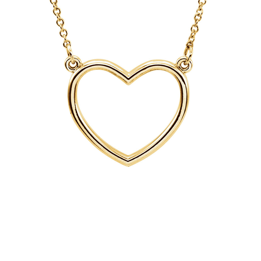 Polished 16mm Heart Necklace in 14k Yellow Gold, 16 Inch, Item N11020 by The Black Bow Jewelry Co.
