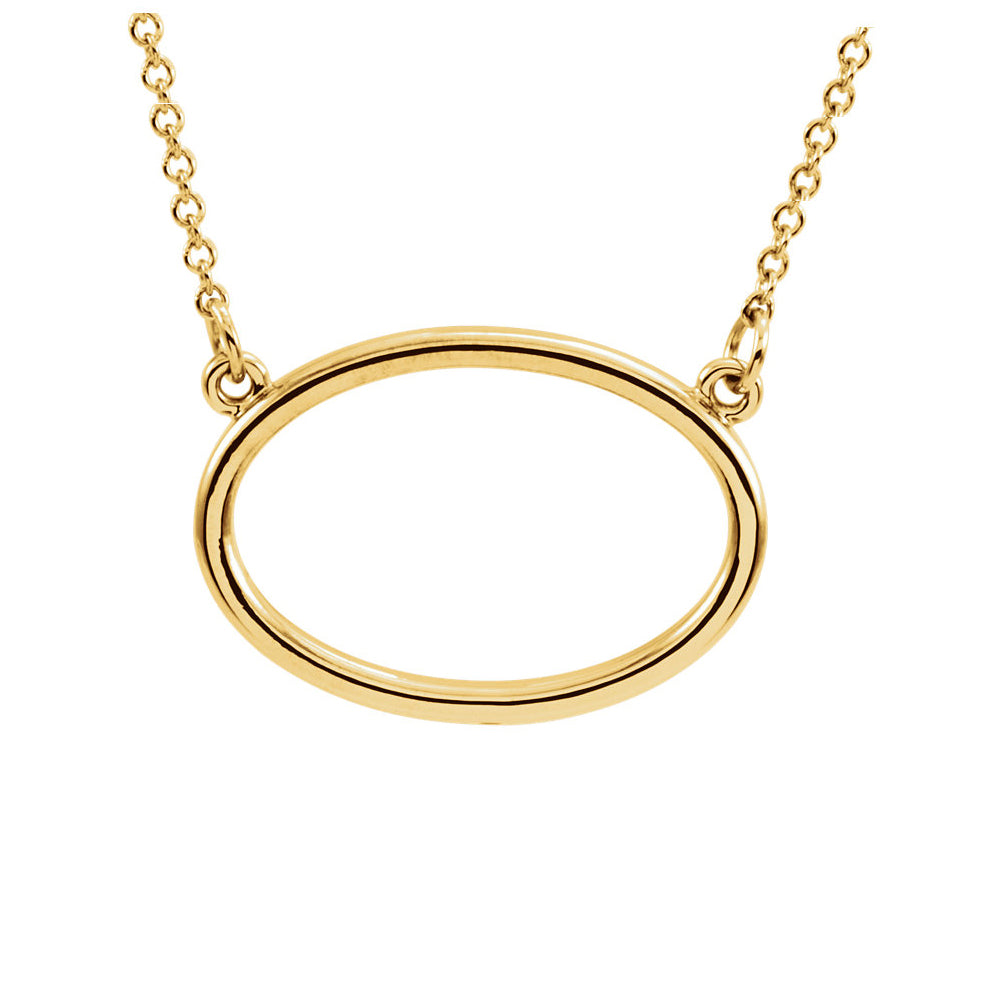 Polished 19mm Horizontal Oval Necklace in 14k Yellow Gold, 16 Inch, Item N11026 by The Black Bow Jewelry Co.