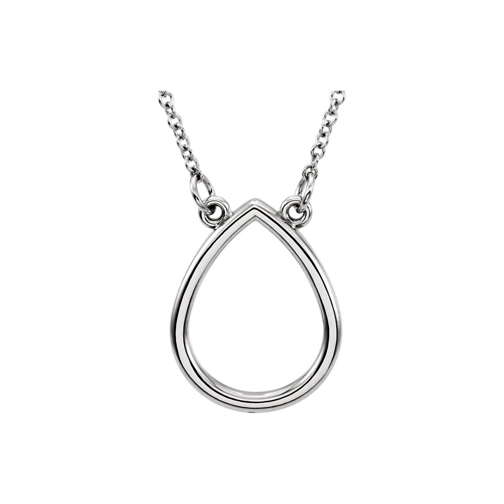 Polished 15mm Open Teardrop Necklace in 14k White Gold, 16 Inch, Item N11028 by The Black Bow Jewelry Co.