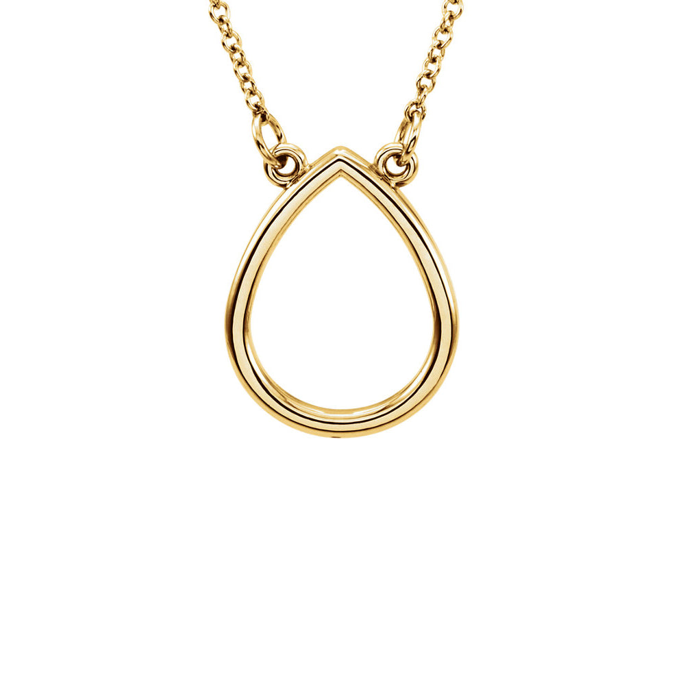 Polished 15mm Open Teardrop Necklace in 14k Yellow Gold, 16 Inch, Item N11029 by The Black Bow Jewelry Co.