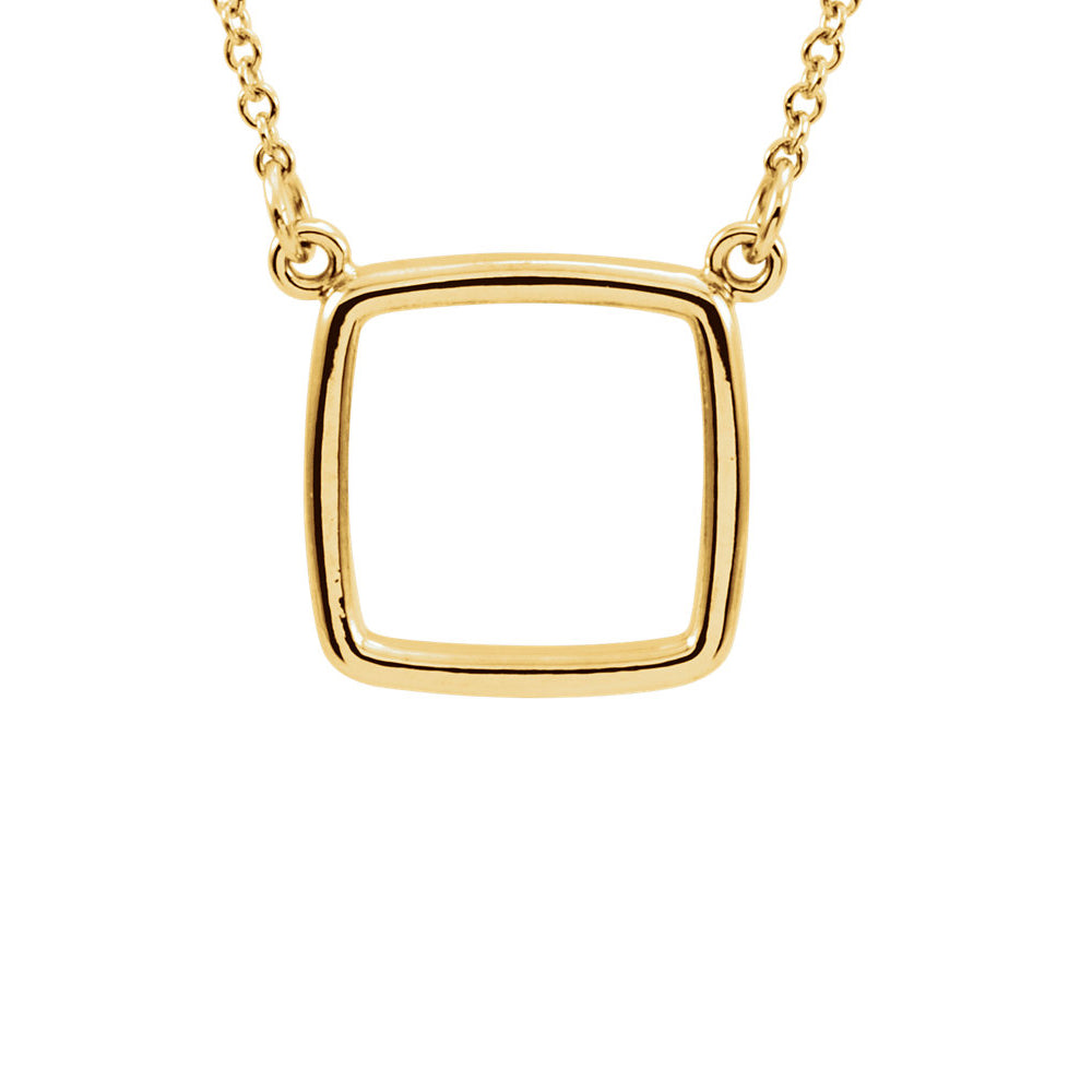 Polished 13mm Cushion Square Necklace in 14k Yellow Gold, 16 Inch, Item N11032 by The Black Bow Jewelry Co.