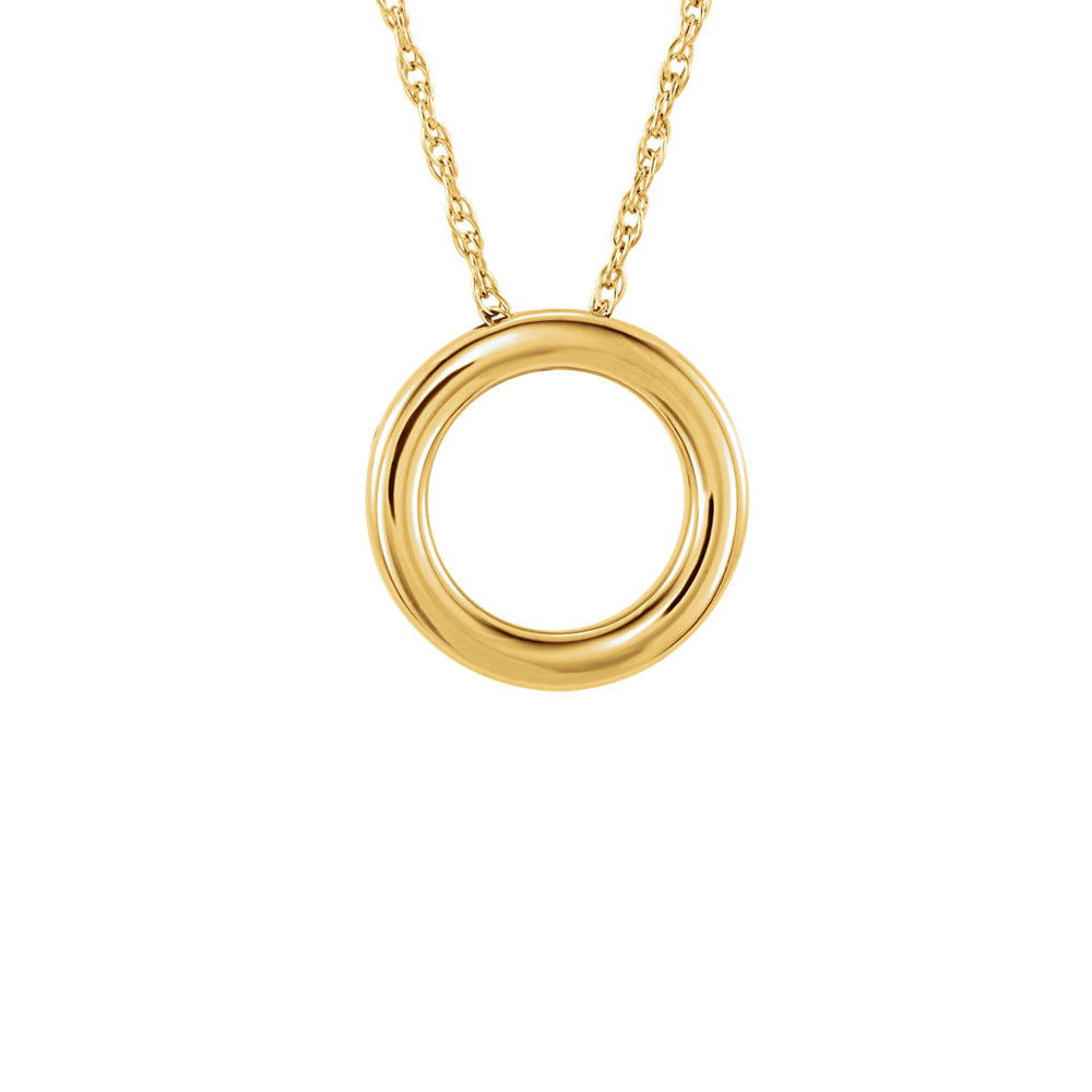 Polished 15mm Circle Necklace in 14k Yellow Gold, 18 Inch, Item N11038 by The Black Bow Jewelry Co.