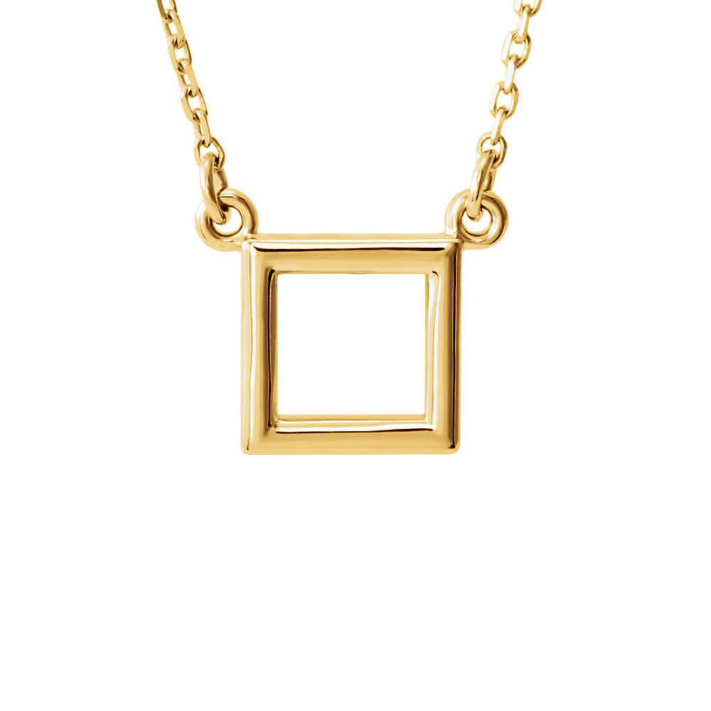 Polished 10mm Square Necklace in 14k Yellow Gold, 16-18 Inch, Item N11039 by The Black Bow Jewelry Co.