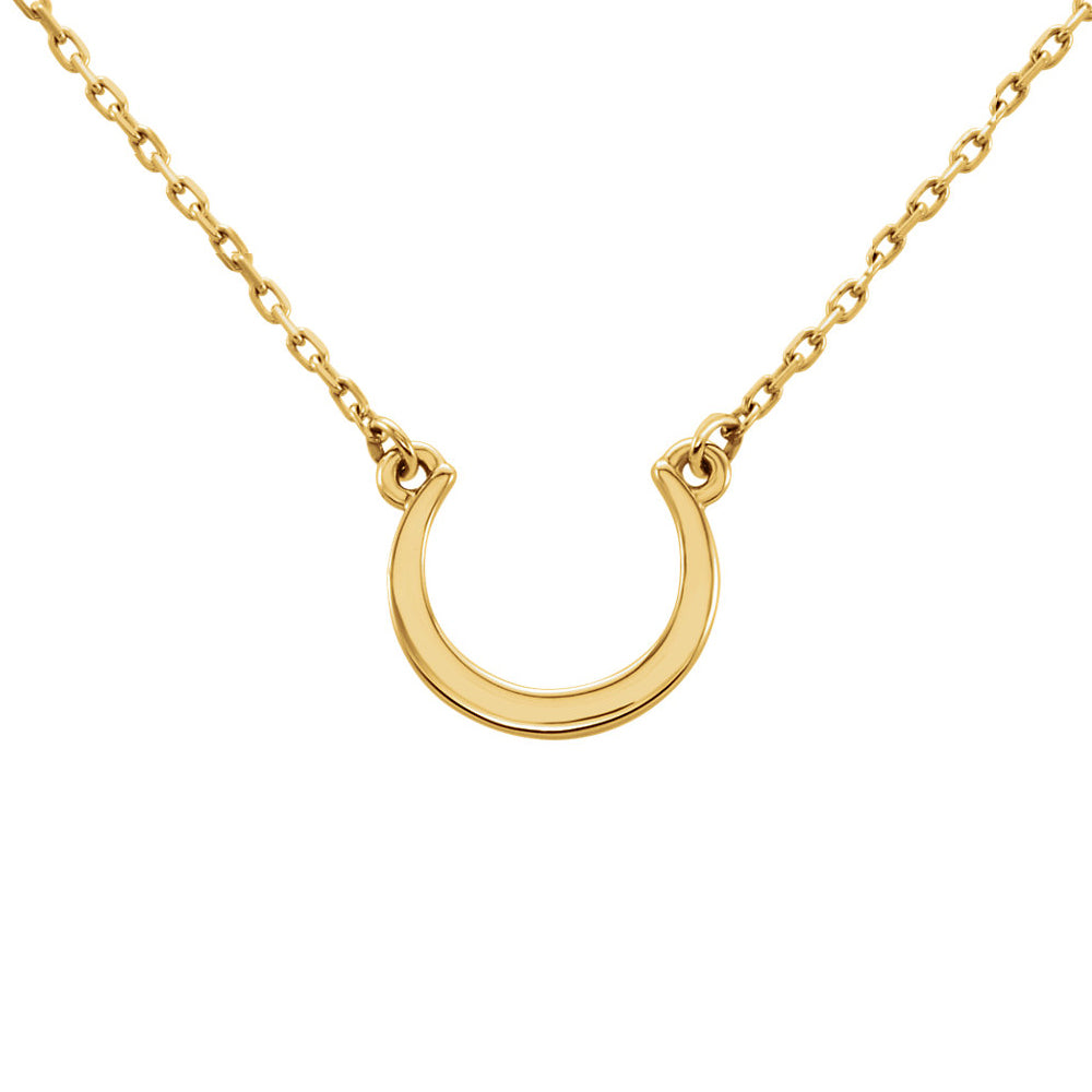 Small Polished Crescent Necklace in 14k Yellow Gold, 18 Inch, Item N11041 by The Black Bow Jewelry Co.