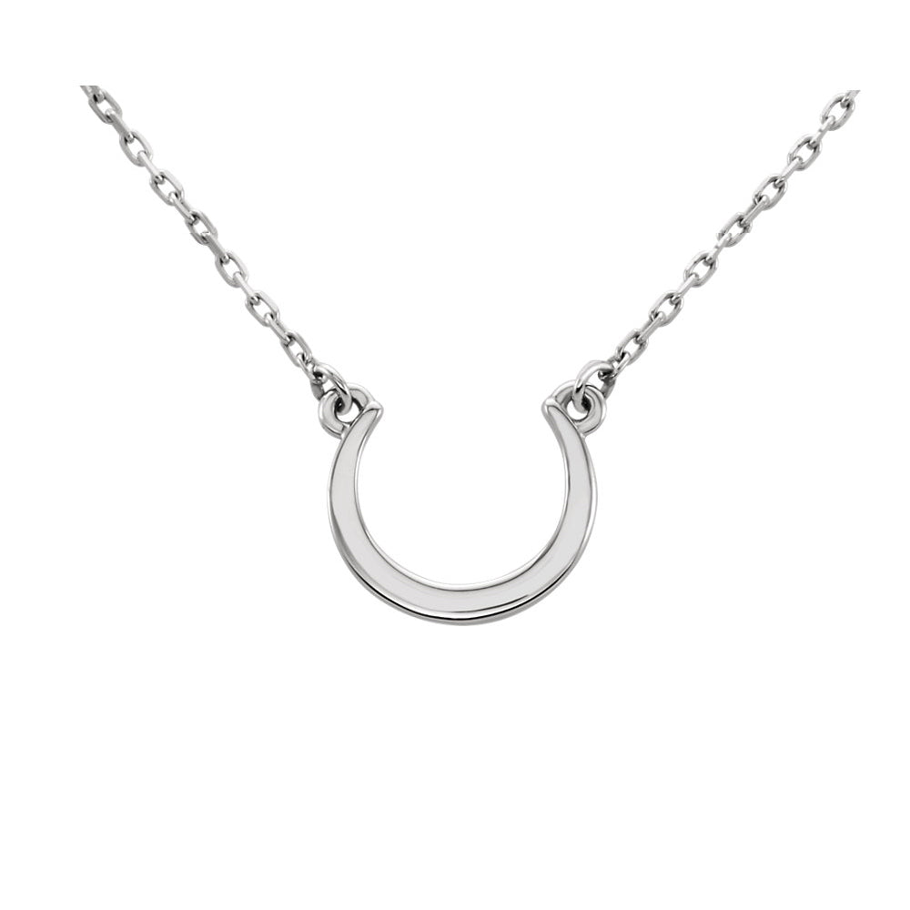 Small Polished Crescent Necklace in 14k White Gold, 18 Inch, Item N11042 by The Black Bow Jewelry Co.
