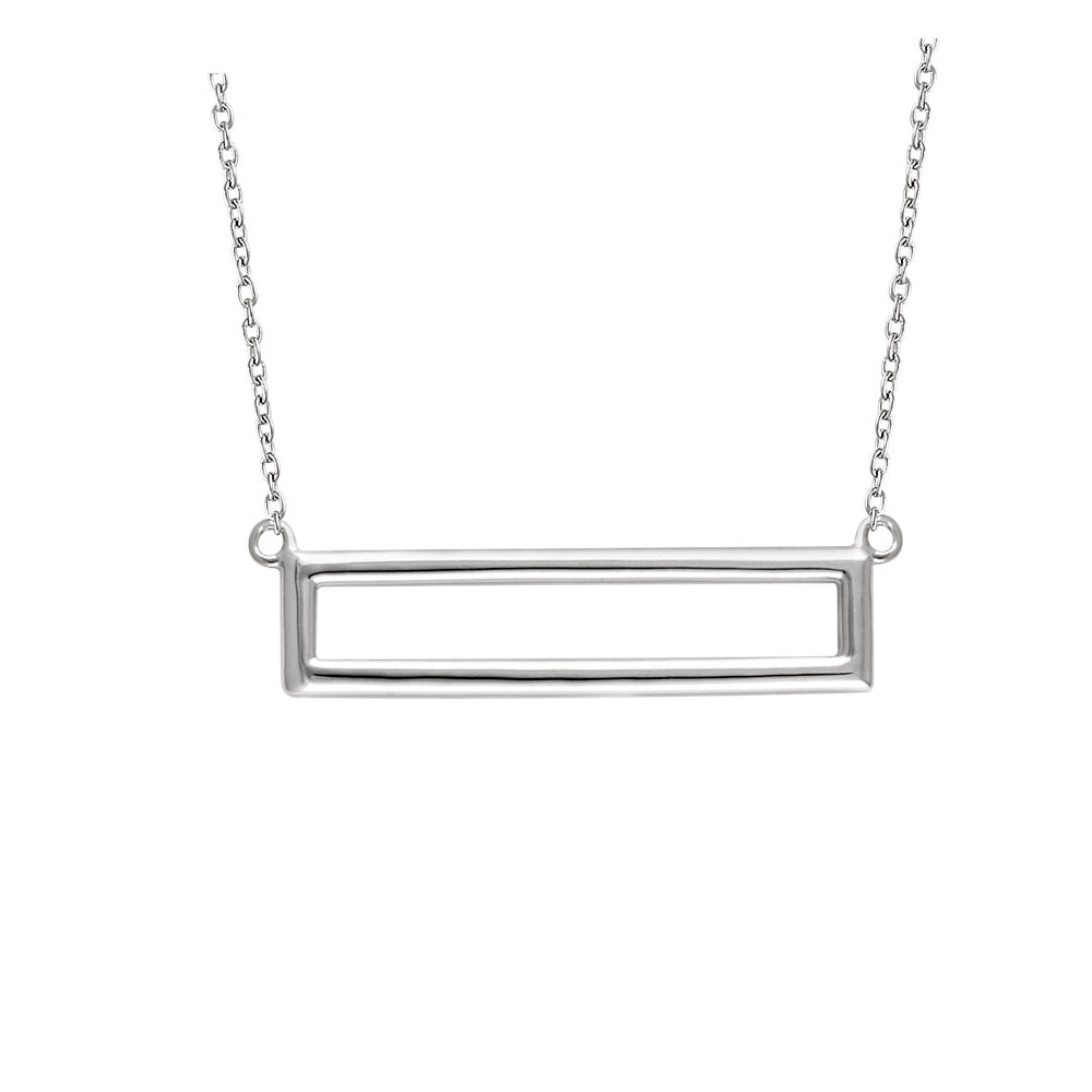 29mm Horizontal Rectangle Necklace in 14k White Gold, 16-18 Inch, Item N11043 by The Black Bow Jewelry Co.