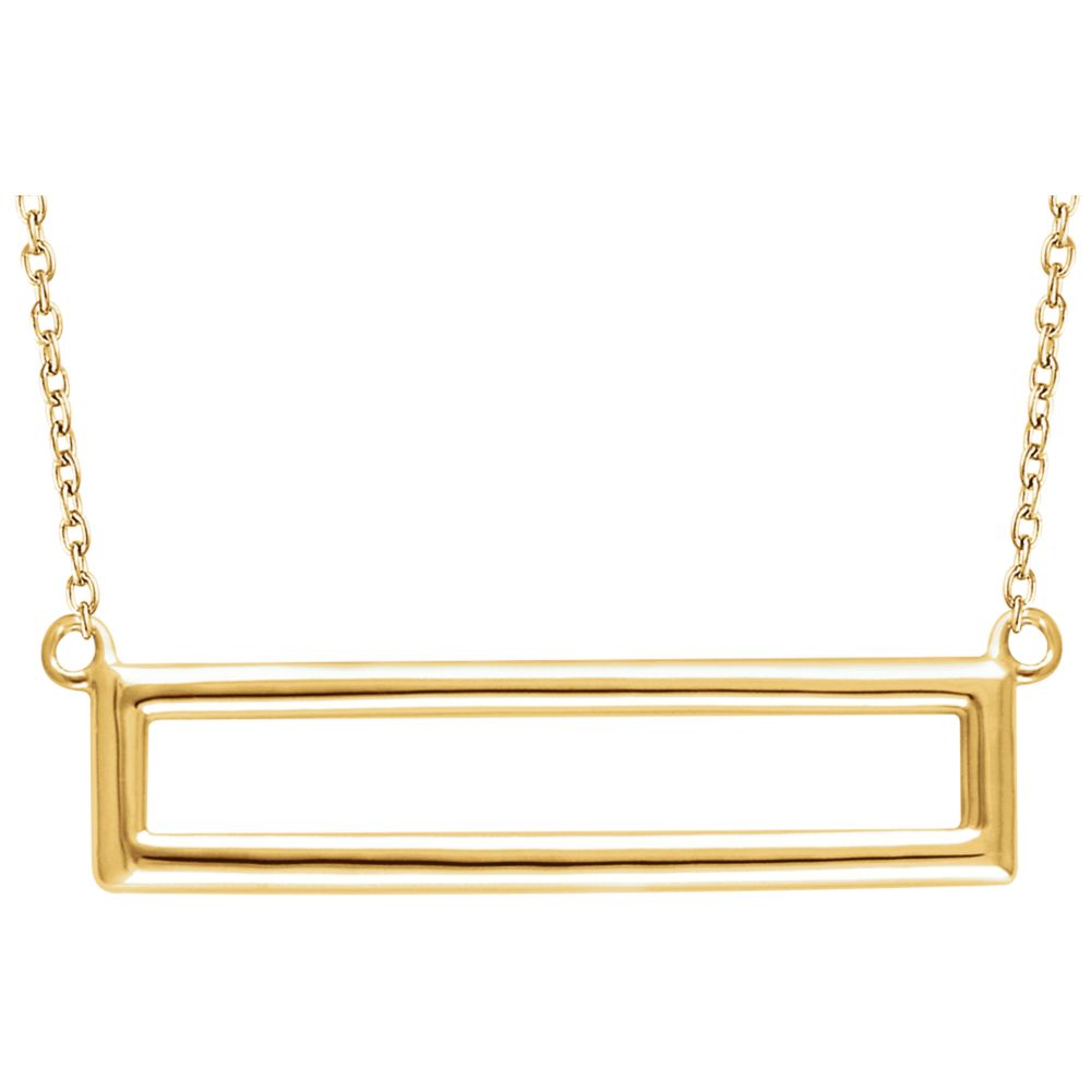 29mm Horizontal Rectangle Necklace in 14k Yellow Gold, 16-18 Inch, Item N11044 by The Black Bow Jewelry Co.