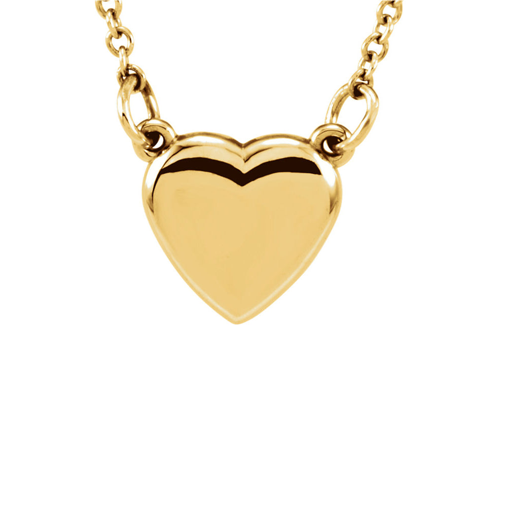 Polished 9mm Classic Heart Necklace in 14k Yellow Gold, 18 Inch, Item N11050 by The Black Bow Jewelry Co.
