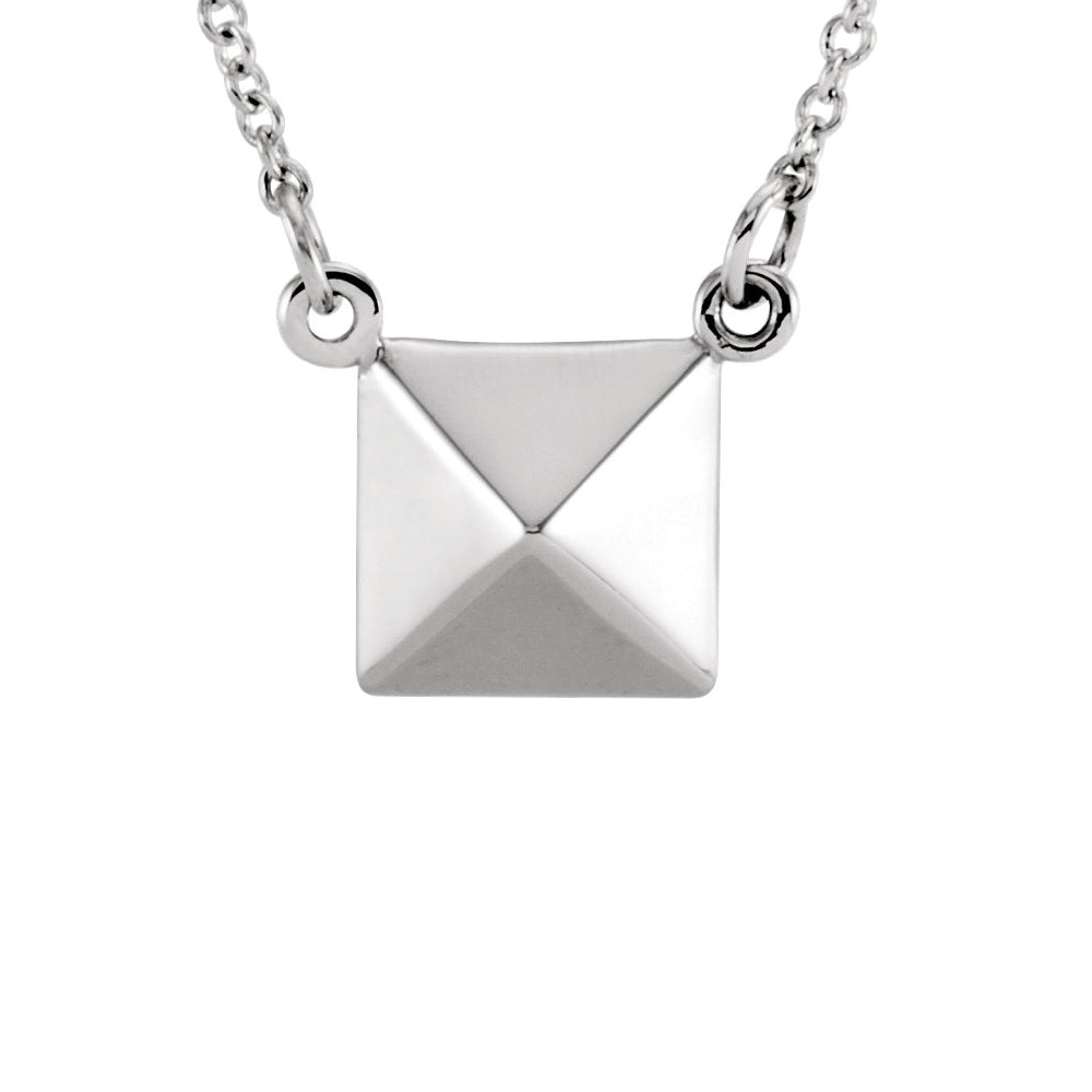 Polished Pyramid Necklace in 14k White Gold, 16.25 Inch, Item N11051 by The Black Bow Jewelry Co.