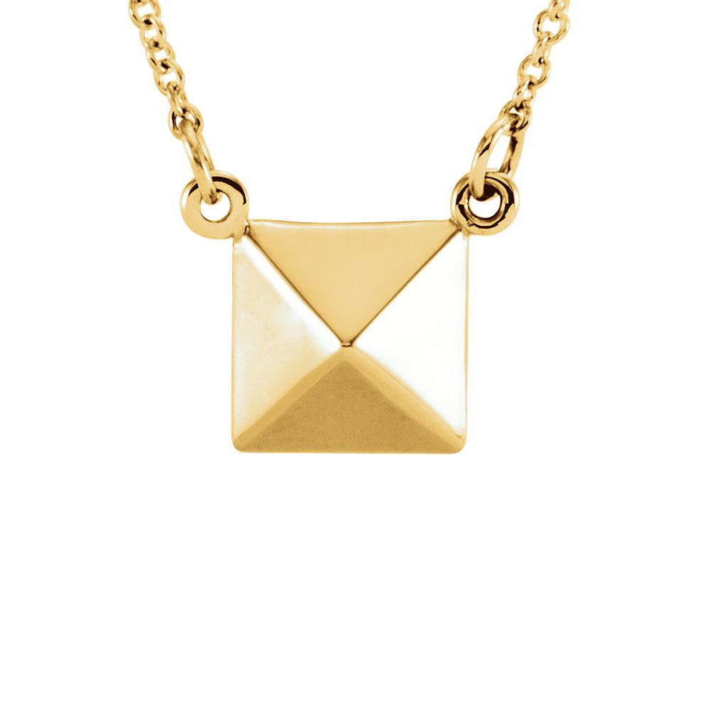 Polished Pyramid Necklace in 14k Yellow Gold, 16.25 Inch, Item N11052 by The Black Bow Jewelry Co.