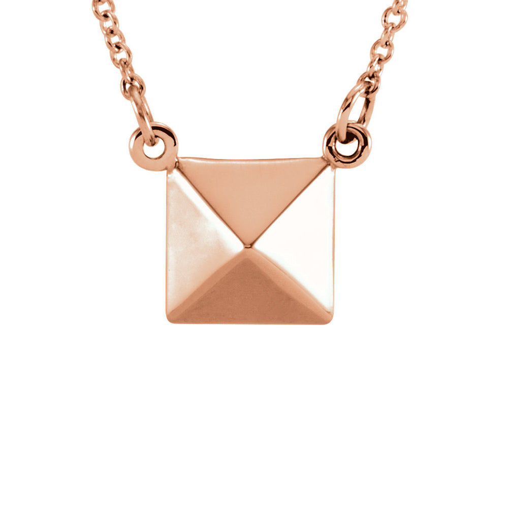 Polished Pyramid Necklace in 14k Rose Gold, 16.25 Inch, Item N11053 by The Black Bow Jewelry Co.