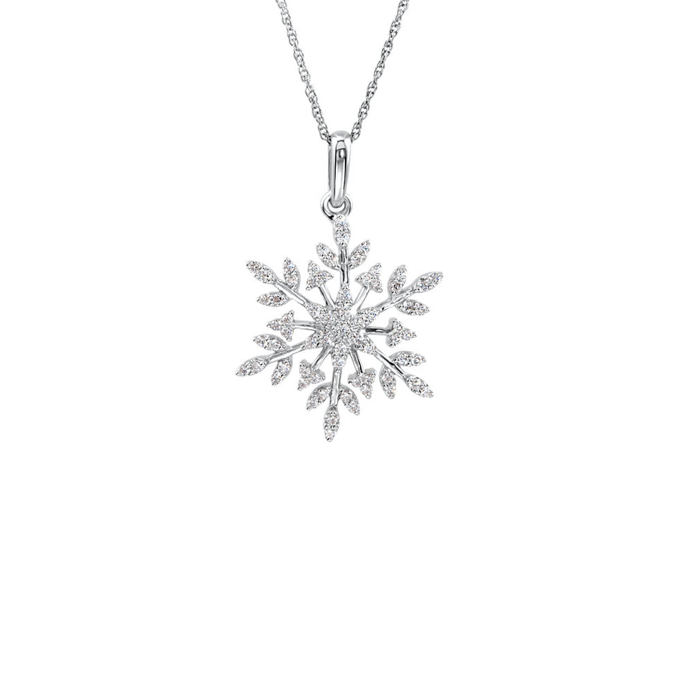 19mm Cubic Zirconia Snowflake Necklace in Sterling Silver, 18 Inch, Item N11059 by The Black Bow Jewelry Co.
