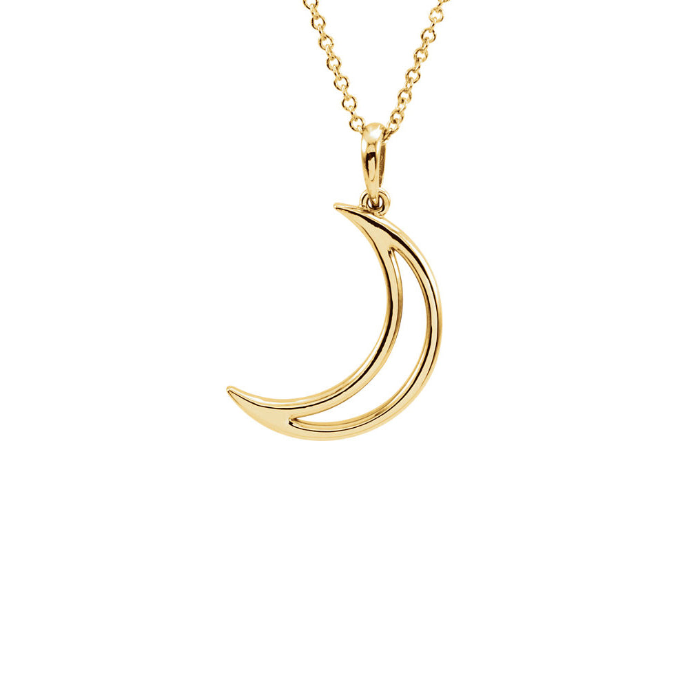 Polished Crescent Moon Necklace in 14k Yellow Gold, 16 Inch, Item N11062 by The Black Bow Jewelry Co.