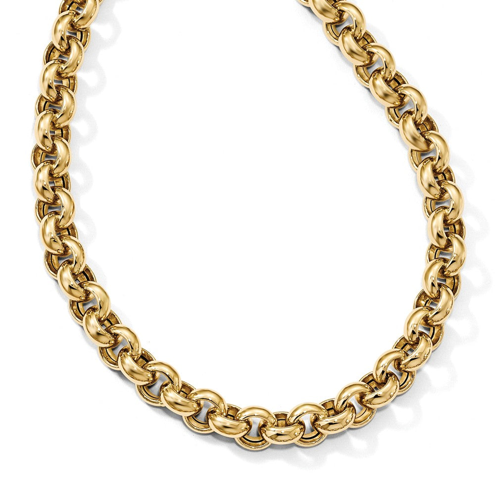 8.5mm 14k Yellow Gold Hollow Rolo Link Necklace, 18 Inch, Item N11406 by The Black Bow Jewelry Co.