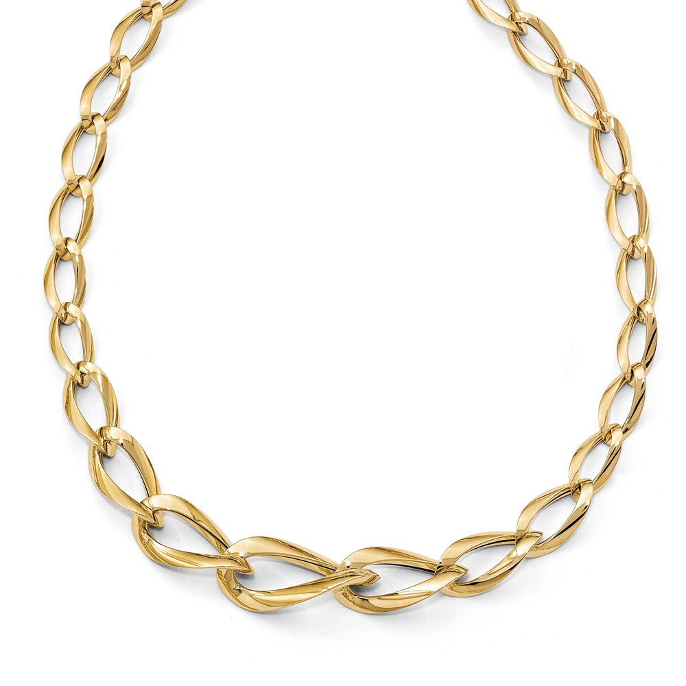 14k Yellow Gold Graduated Fancy Twisted Link Necklace, 17.5 Inch, Item N11409 by The Black Bow Jewelry Co.