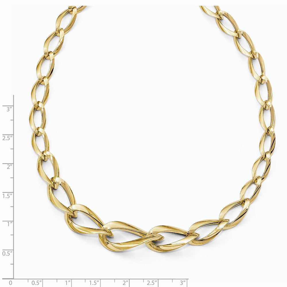 Alternate view of the 14k Yellow Gold Graduated Fancy Twisted Link Necklace, 17.5 Inch by The Black Bow Jewelry Co.