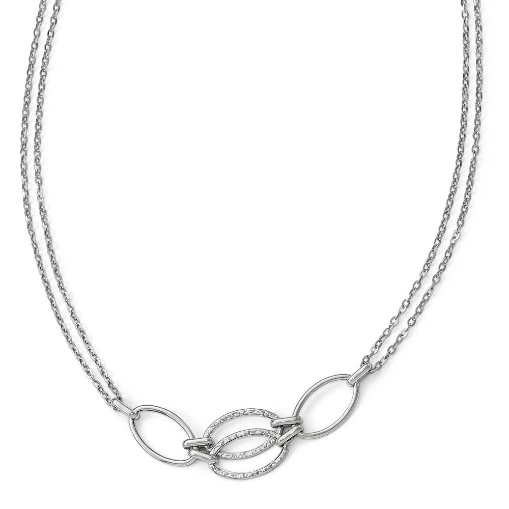 14k White Gold Polished Double Strand Link Necklace, 17.5 Inch, Item N11434 by The Black Bow Jewelry Co.