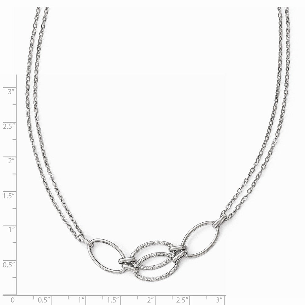 Alternate view of the 14k White Gold Polished Double Strand Link Necklace, 17.5 Inch by The Black Bow Jewelry Co.