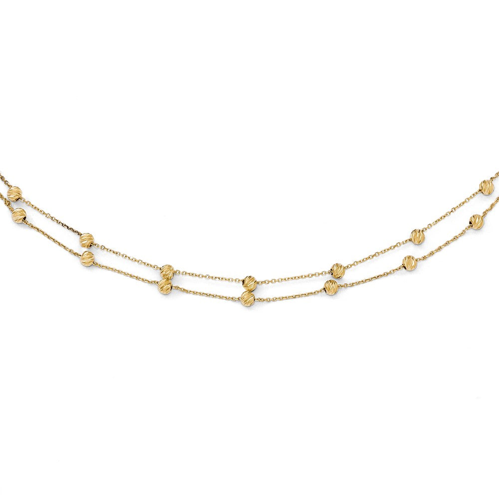 14k Yellow Gold Diamond-Cut Beaded Half Double Strand 17 Inch Necklace, Item N11466 by The Black Bow Jewelry Co.