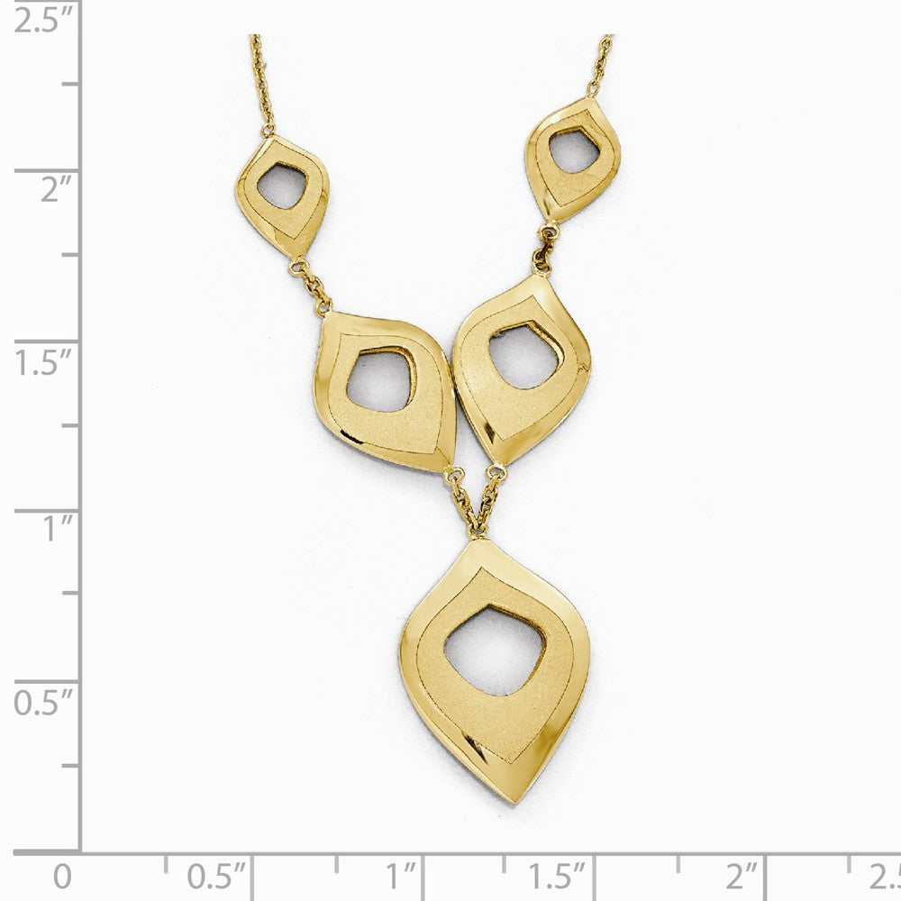 Alternate view of the 14k Yellow Gold Polished and Brushed Y-Drop Necklace, 16-18 Inch by The Black Bow Jewelry Co.