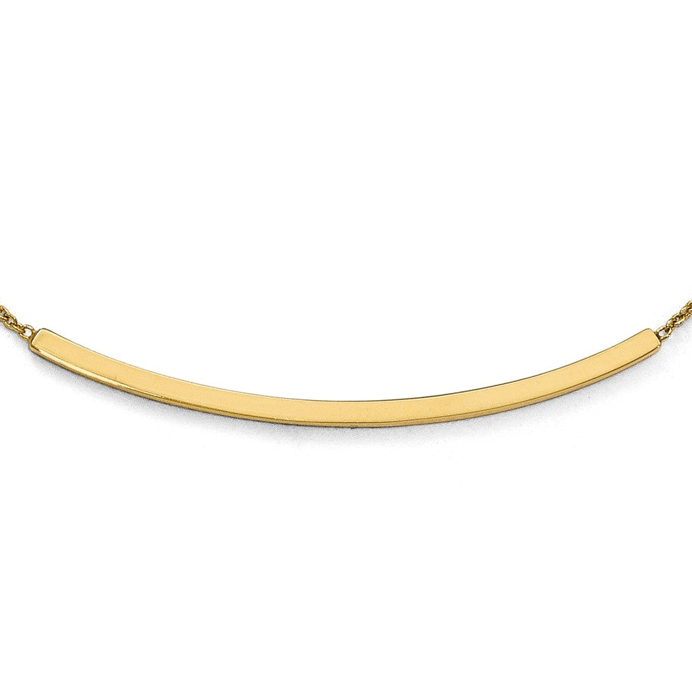 Alternate view of the 14k Gold Polished &amp; Textured Reversible Curved Bar Necklace, 16-18 in by The Black Bow Jewelry Co.