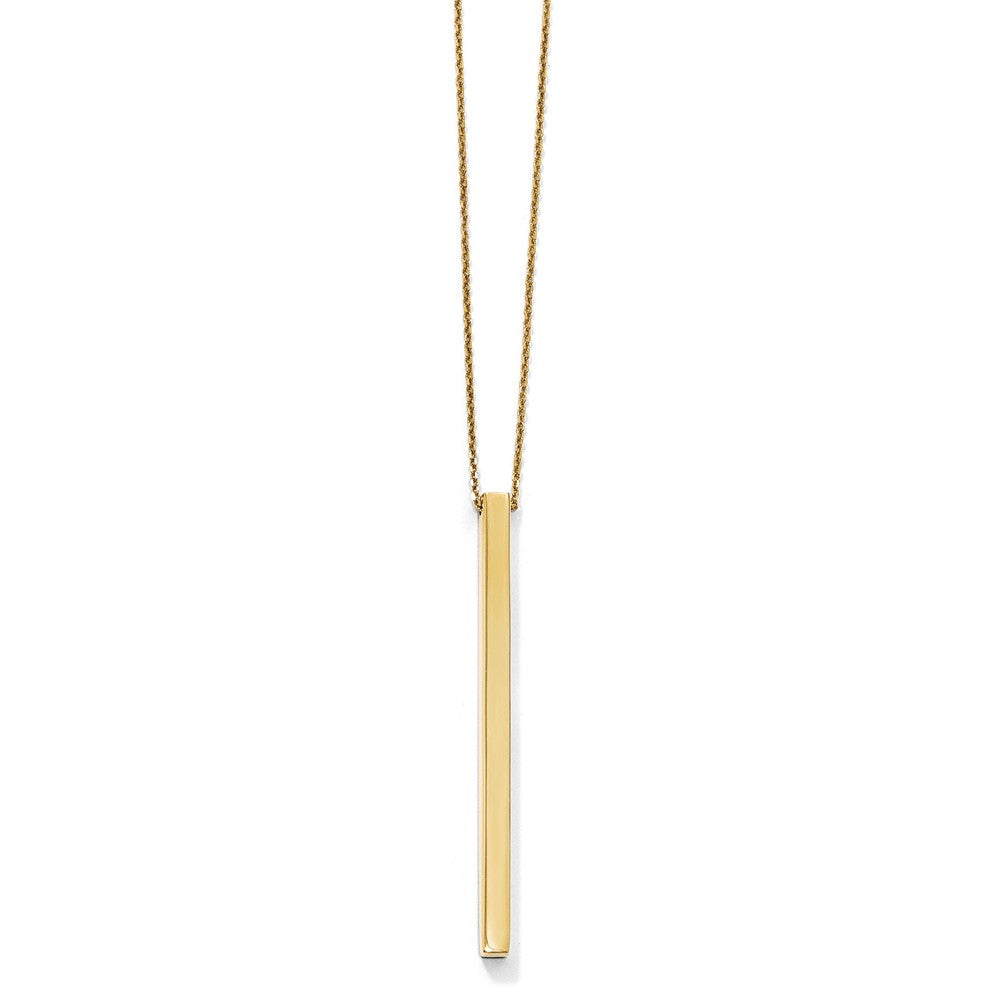 14k Yellow Gold Polished 3mm Vertical Bar Necklace, 16-18 Inch, Item N11485 by The Black Bow Jewelry Co.