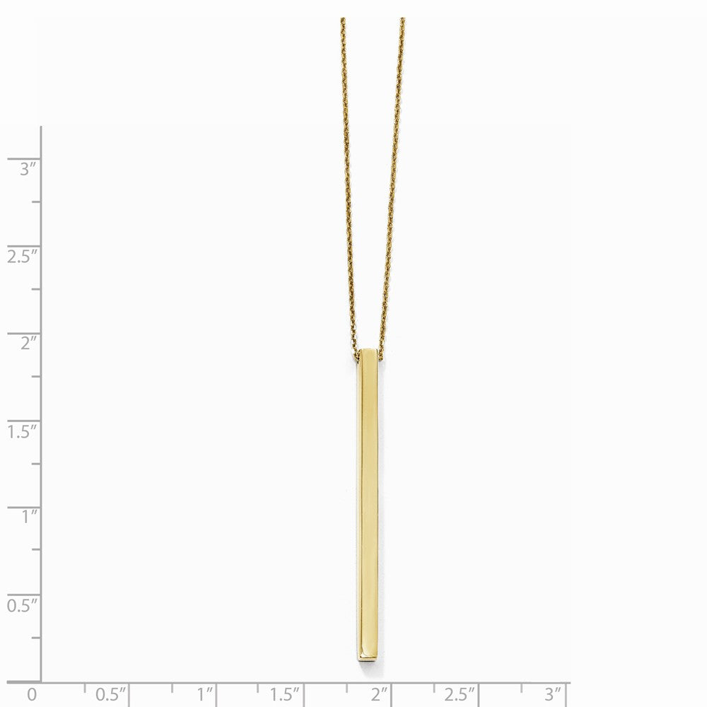 Alternate view of the 14k Yellow Gold Polished 3mm Vertical Bar Necklace, 16-18 Inch by The Black Bow Jewelry Co.