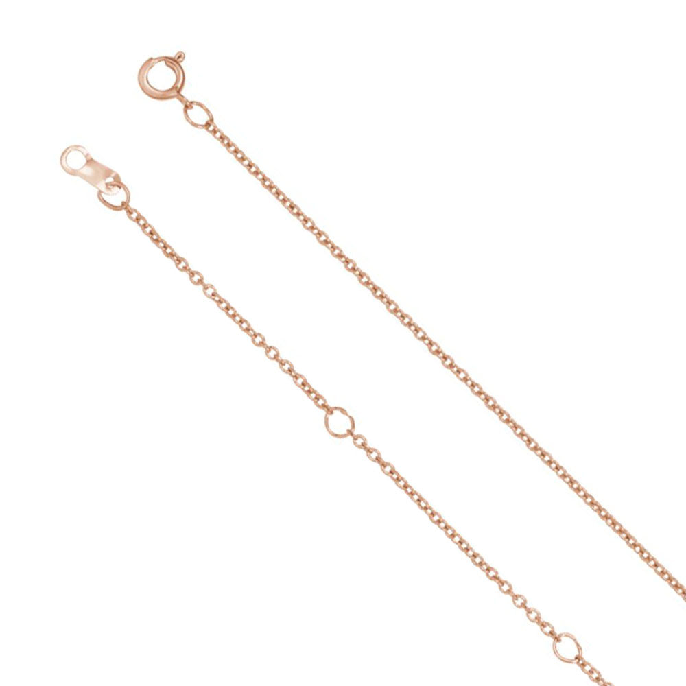 1mm 14k Rose Gold Solid Cable Chain Adjustable 16-18 Inch Necklace, Item N11487 by The Black Bow Jewelry Co.