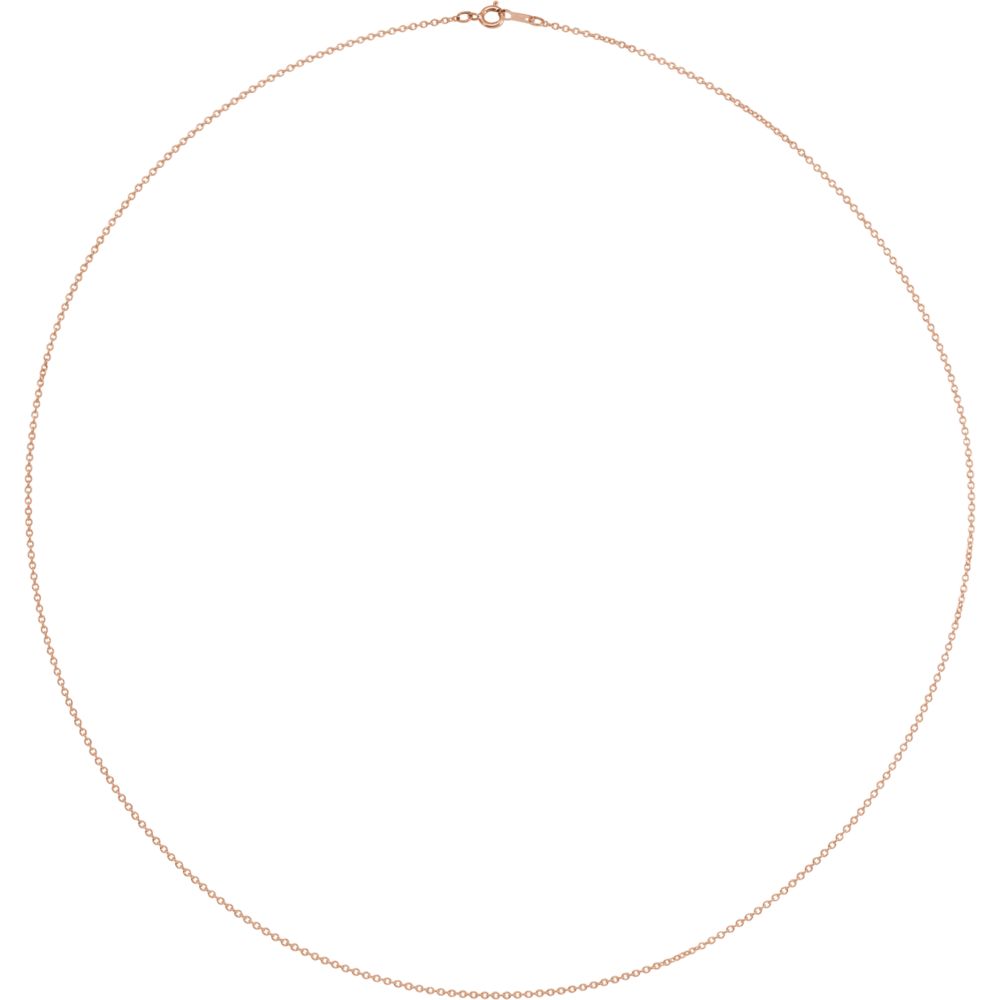 Alternate view of the 1mm 14k Rose Gold Solid Cable Chain Spring Ring Clasp Necklace by The Black Bow Jewelry Co.