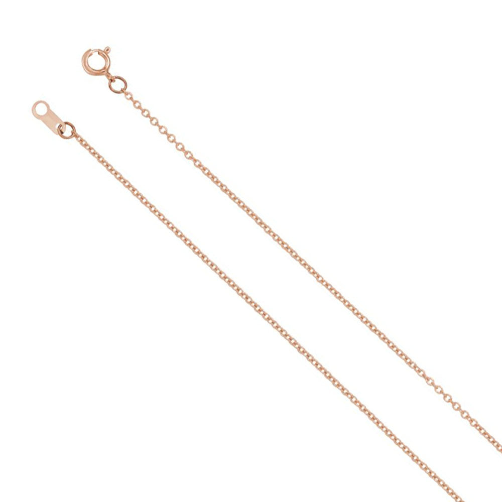 1mm 14k Rose Gold Solid Cable Chain Spring Ring Clasp Necklace