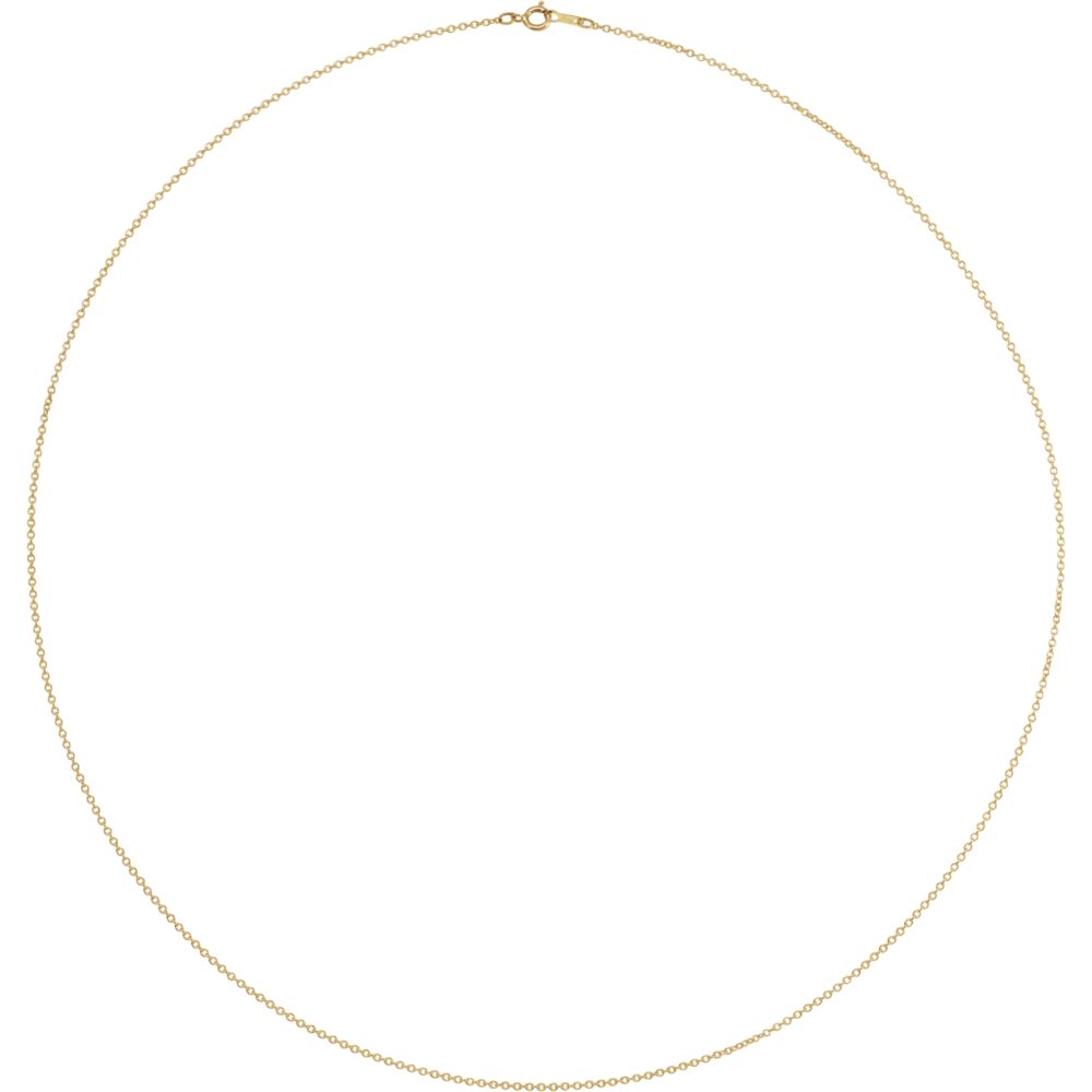Alternate view of the 1mm 14k Yellow Gold Solid Cable Chain Spring Ring Clasp Necklace by The Black Bow Jewelry Co.