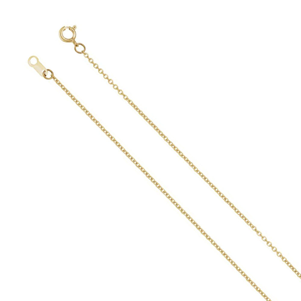 1mm 14k Yellow Gold Solid Cable Chain Spring Ring Clasp Necklace