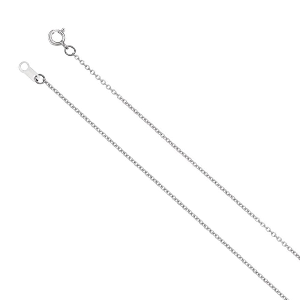 1mm 18k White Gold Solid Cable Chain Spring Ring Clasp Necklace