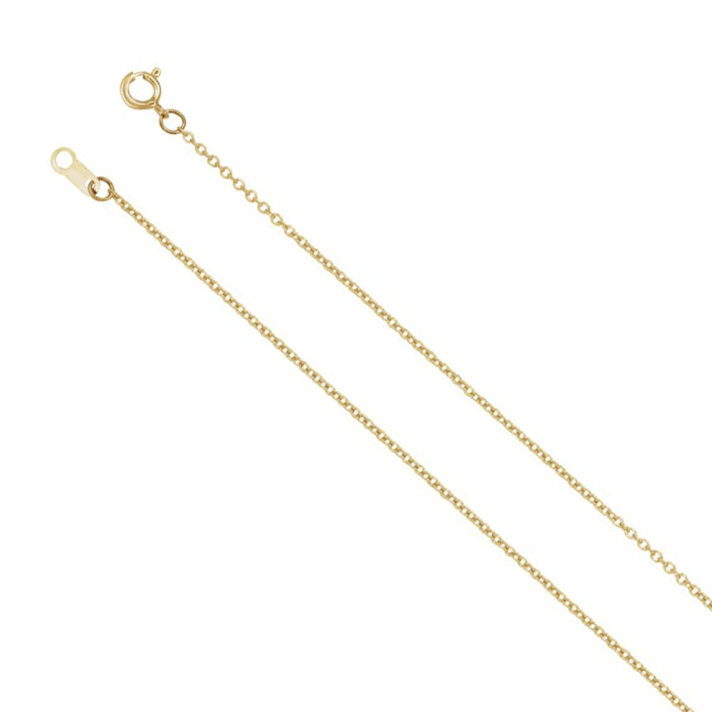 1mm 18k Yellow Gold Solid Cable Chain Spring Ring Clasp Necklace