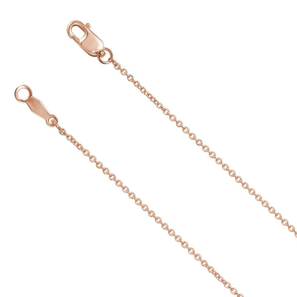 1mm 14k Rose Gold Solid Cable Chain Lobster Clasp Necklace