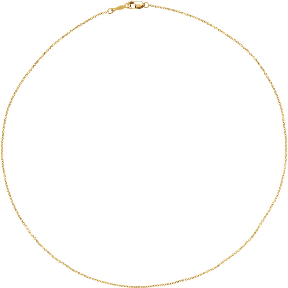 Alternate view of the 1mm 14k Yellow Gold Solid Cable Chain Lobster Clasp Necklace by The Black Bow Jewelry Co.