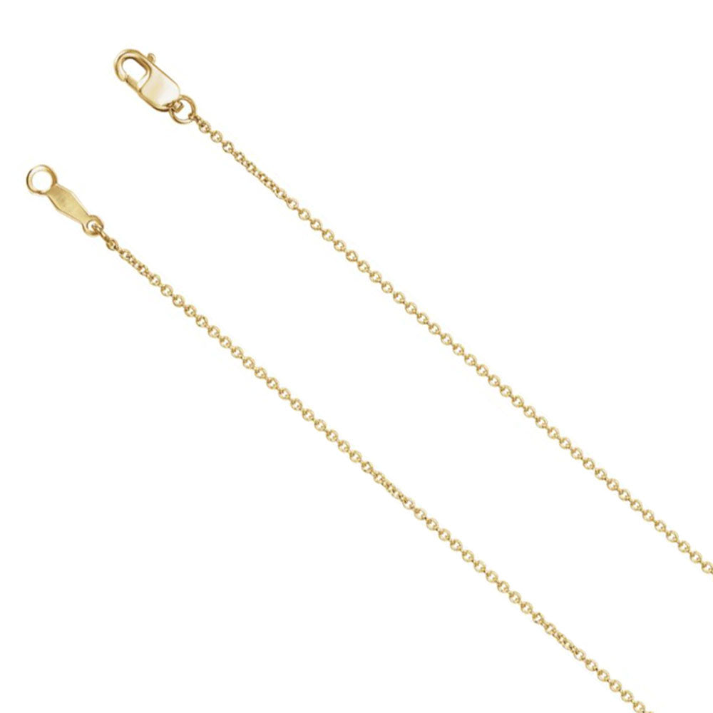 1mm 18k Yellow Gold Solid Cable Chain Lobster Clasp Necklace
