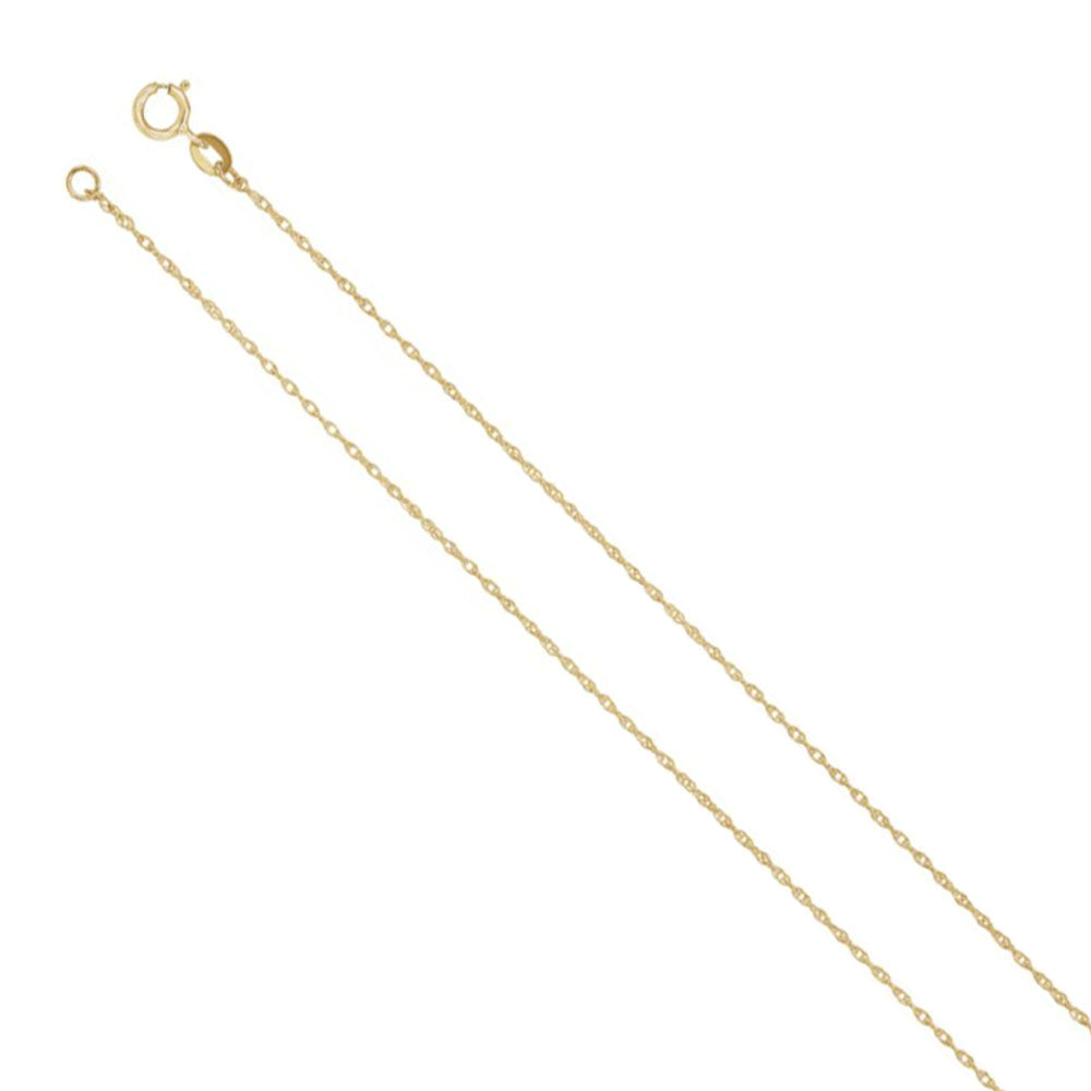 1mm 18k Yellow Gold Solid Loose Rope Chain Necklace