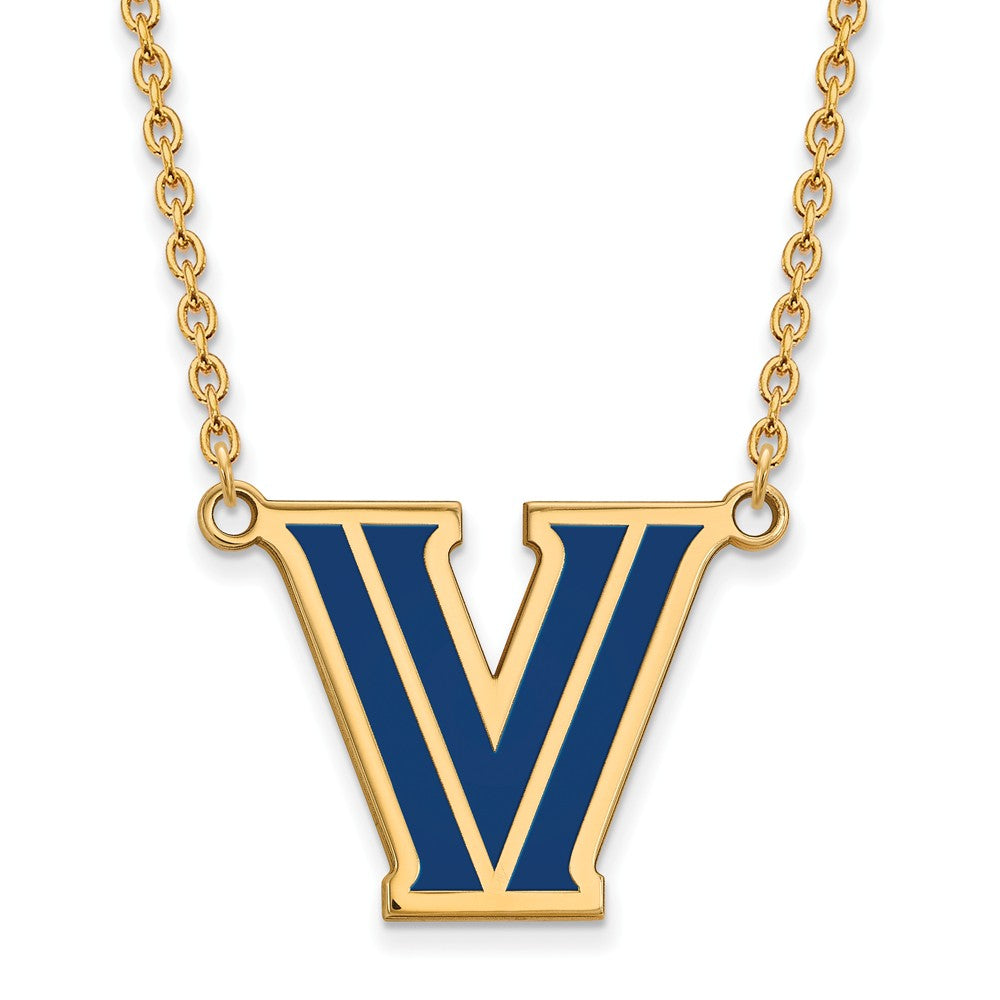 14k Gold Plated Silver Villanova U Large Enamel Pendant Necklace, Item N11506 by The Black Bow Jewelry Co.